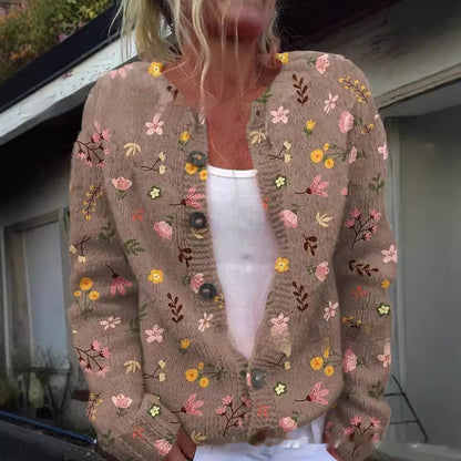 Cardigan Floral en Maille