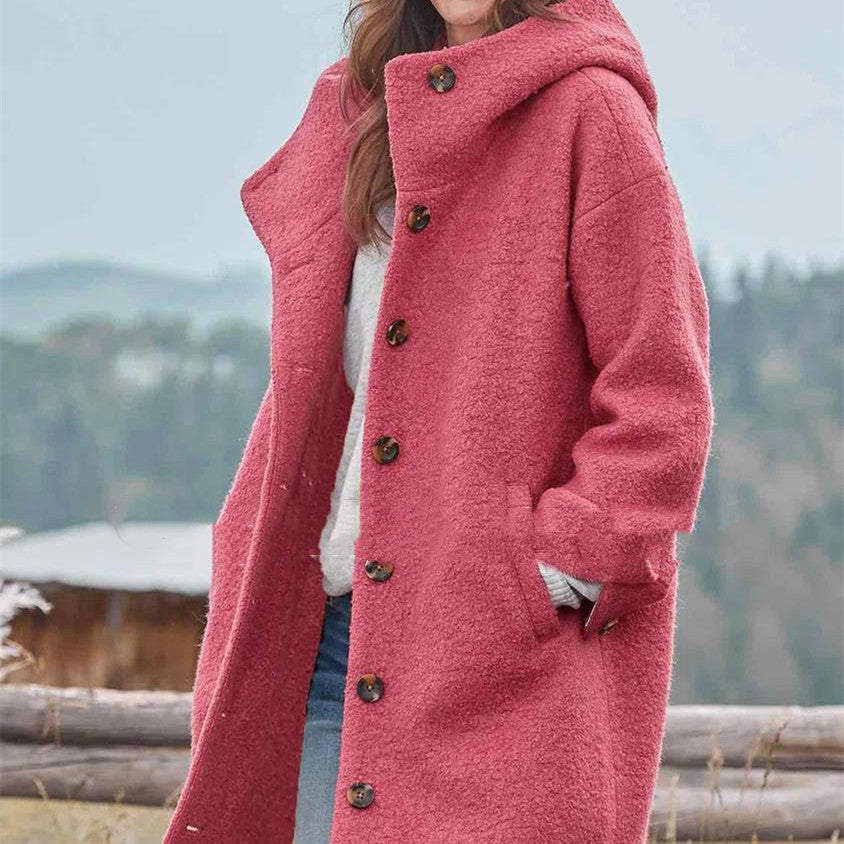 Manteau Chic en Tweed Rose pour Femme