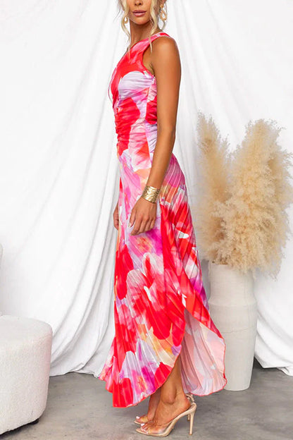 Robe Maxi Asymétrique Plissée