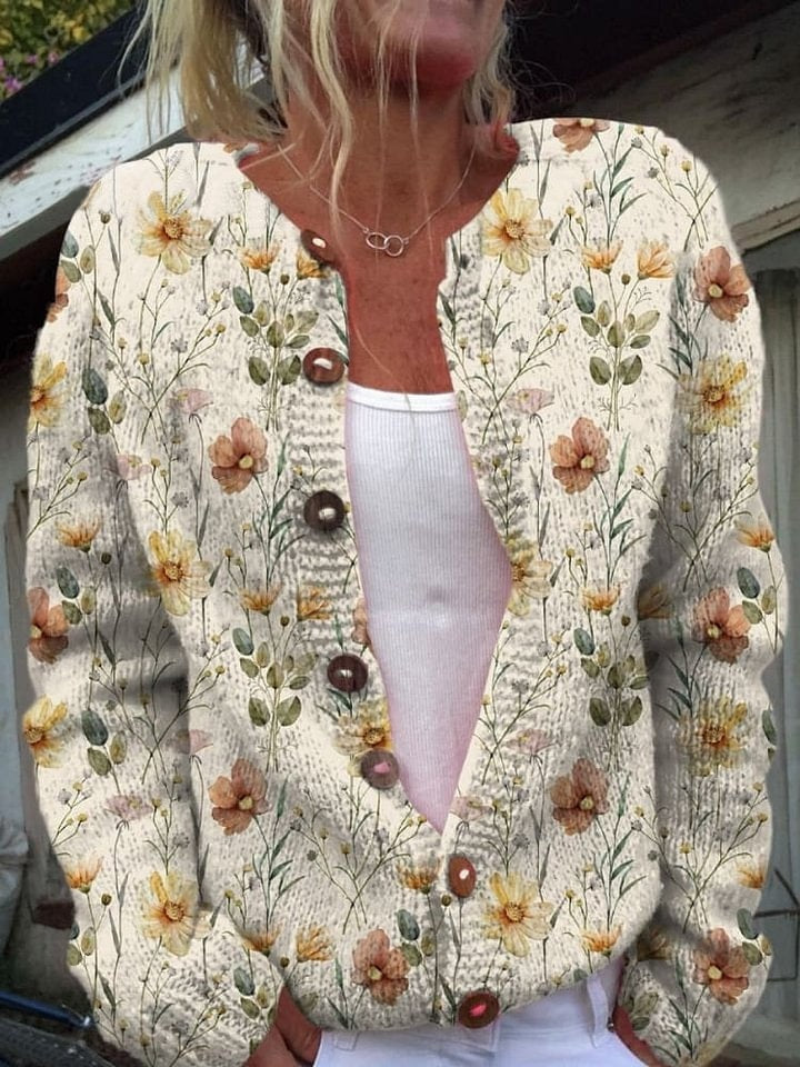 Cardigan Floral en Maille