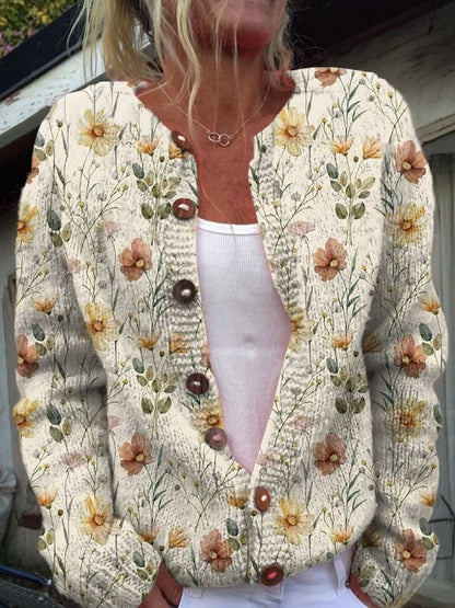 Cardigan Floral en Maille