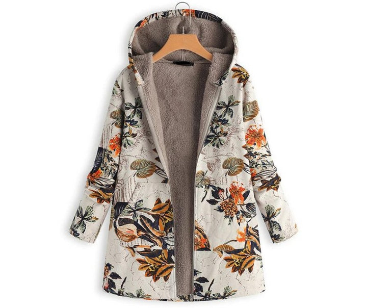 Manteau d'automne/hiver à imprimé fleuri