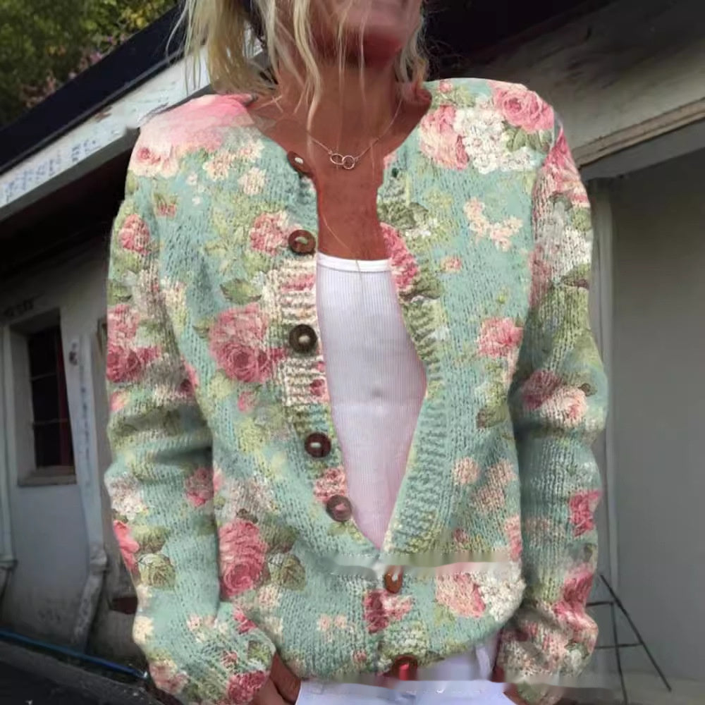 Cardigan Floral en Maille