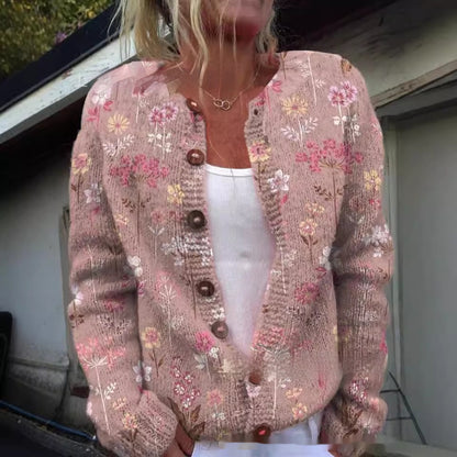 Cardigan Floral en Maille