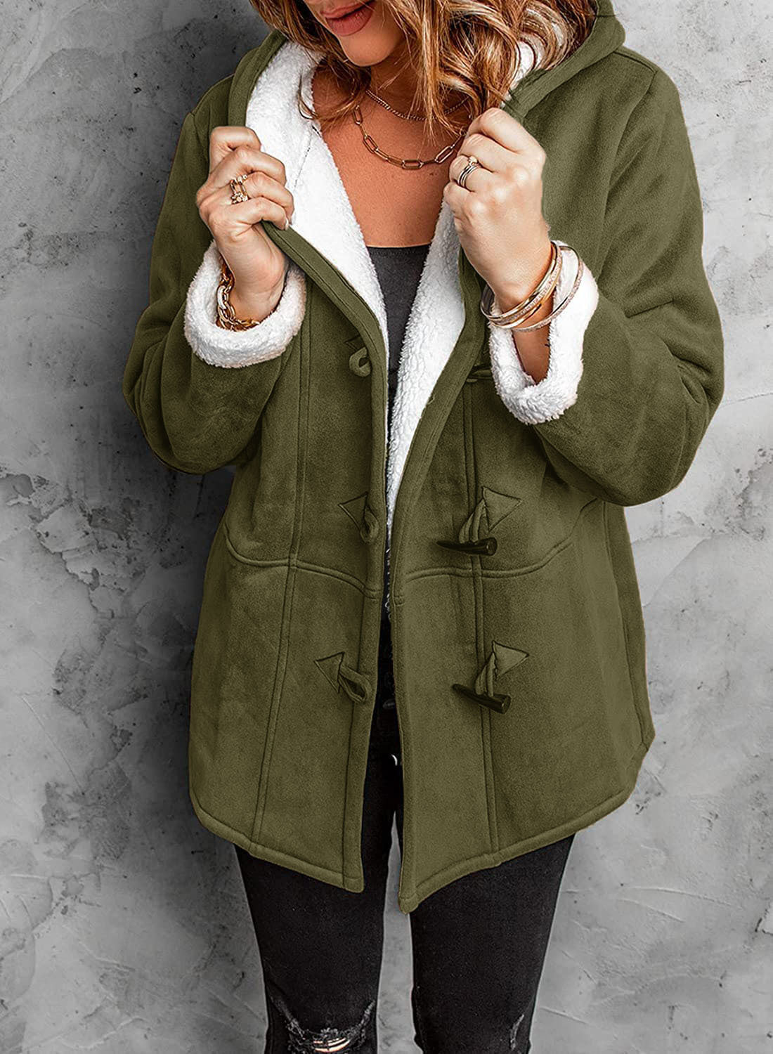 Manteau Doublé en Sherpa pour Femme