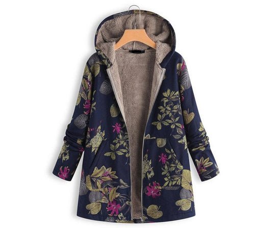 Manteau d'automne/hiver à imprimé fleuri